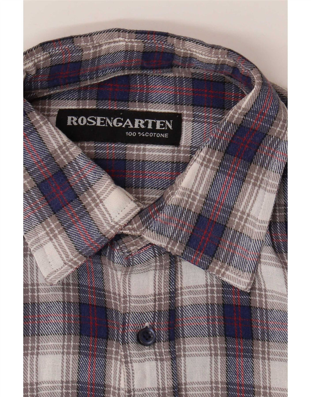 Rosengarten Herren-Flanellhemd aus mittelblau karierter Baumwolle