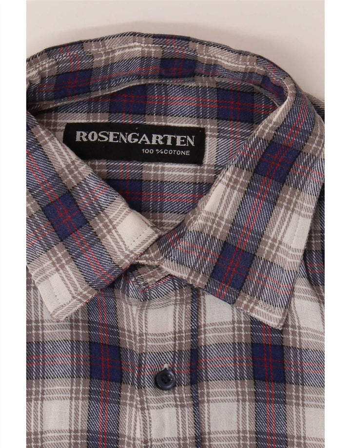 Rosengarten Herren-Flanellhemd aus mittelblau karierter Baumwolle