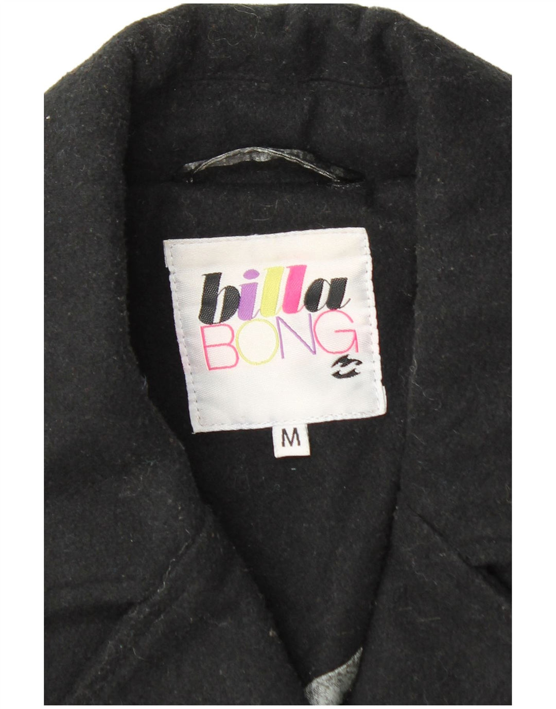 BILLABONG Damen Pea Coat UK 12 Mittelschwarzes Polyester