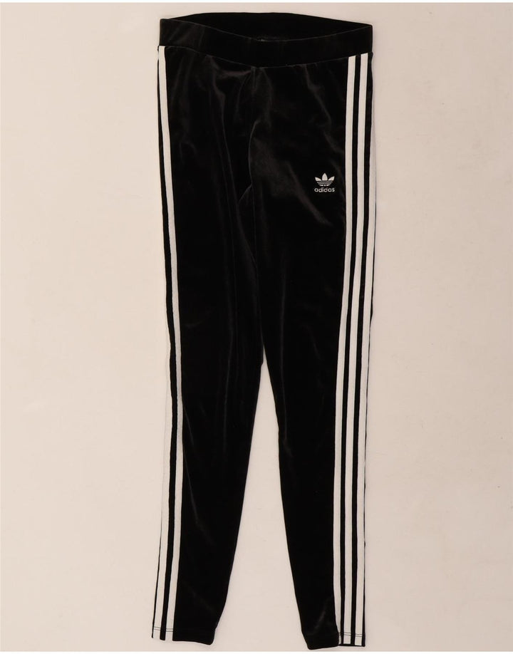 Adidas Damen Velours-Leggings UK 12 Medium Schwarz Polyester