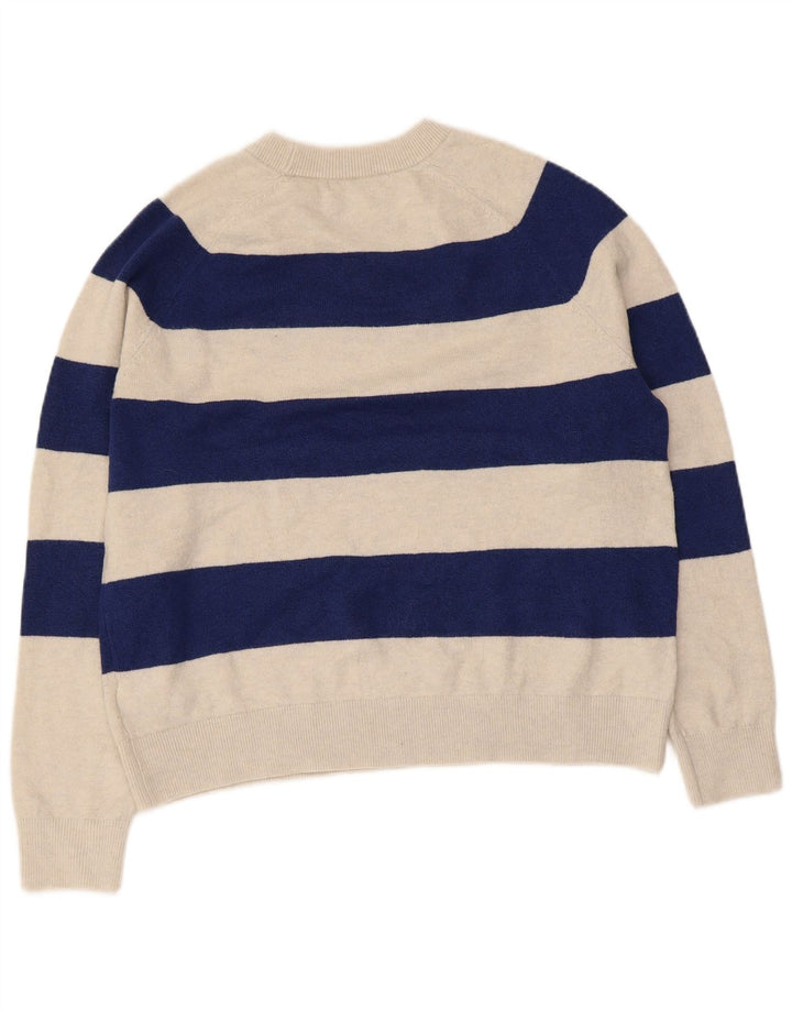 Marks & Spencer Damen-Pullover mit Rundhalsausschnitt, Gr. 14, mittelbeige gestreift
