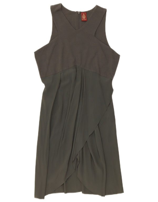 Dondup Damen ärmelloses A-Linien-Kleid, Größe S, Khaki, Baumwolle