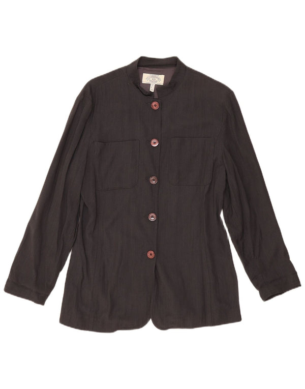 ARMANI JEANS Damen 5-Knopf-Blazerjacke UK 14 Große schwarze Viskose