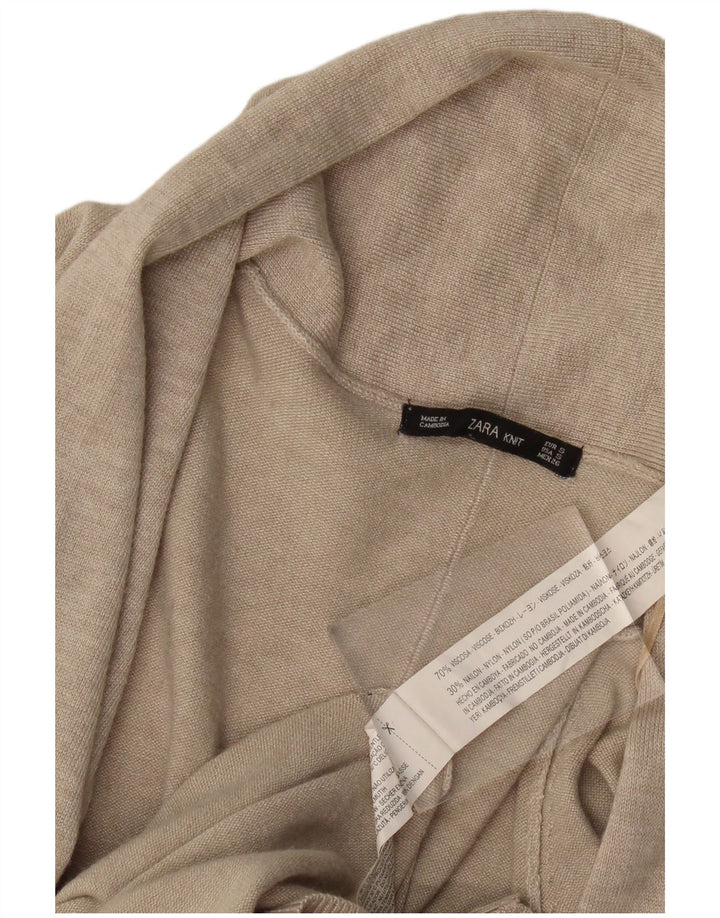 Offener Strickjackenpullover für Damen von Zara, Gr. 10, Größe S, Beige, Viskose
