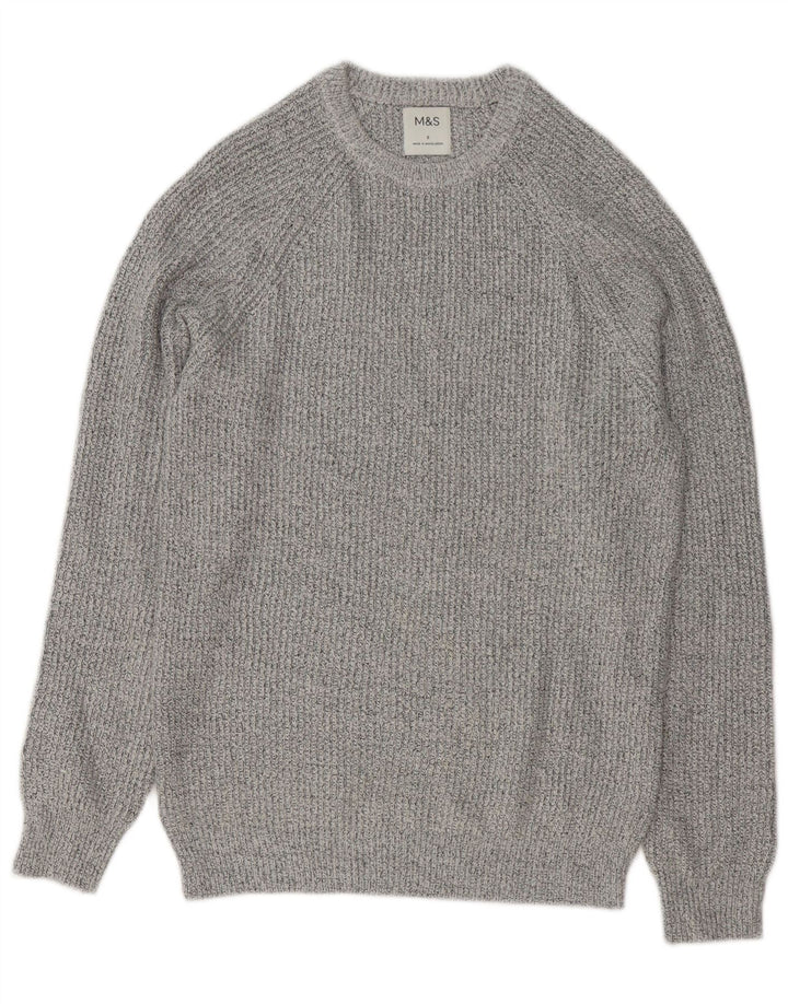 Marks & Spencer Herren-Pullover mit Rundhalsausschnitt, Größe S, Grau, Polyamid