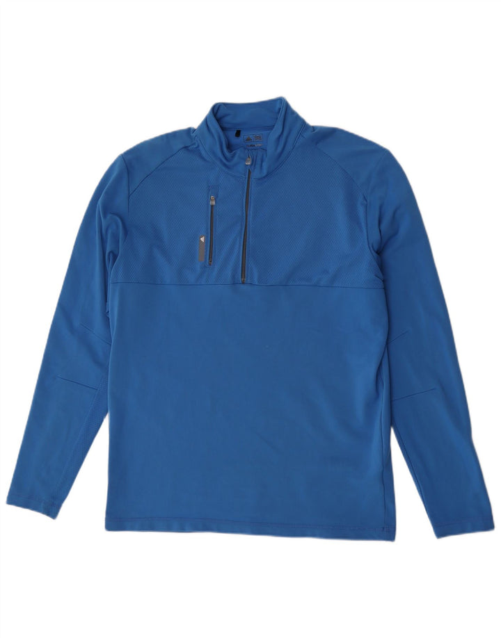 Adidas Herren Climalite Zip Neck Pullover Trainingsanzug Top Mittelblaues Polyester