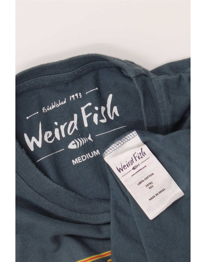 Weird Fish Herren-T-Shirt mit Grafik, mittelblaue Baumwolle