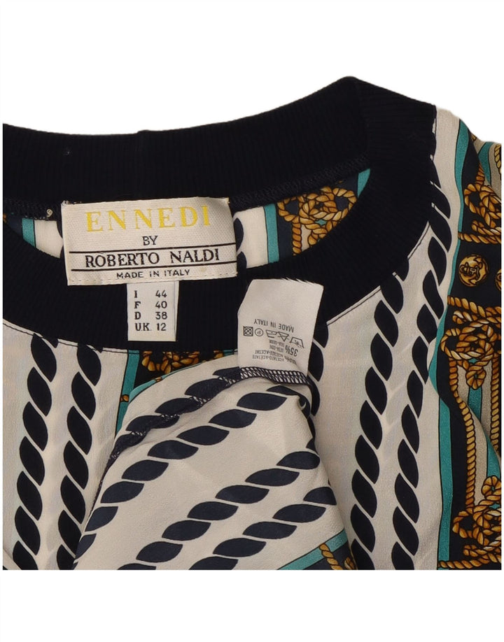 ENNEDI Damen-Blusenoberteil UK 12 Mittelweiß gestreift aus Acetat