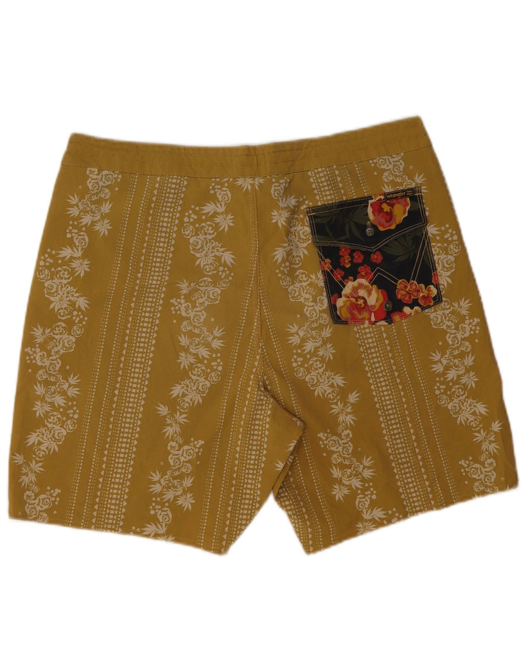 Wrangler Herren-Badeshorts aus mittelgelbem, geblümtem Polyester