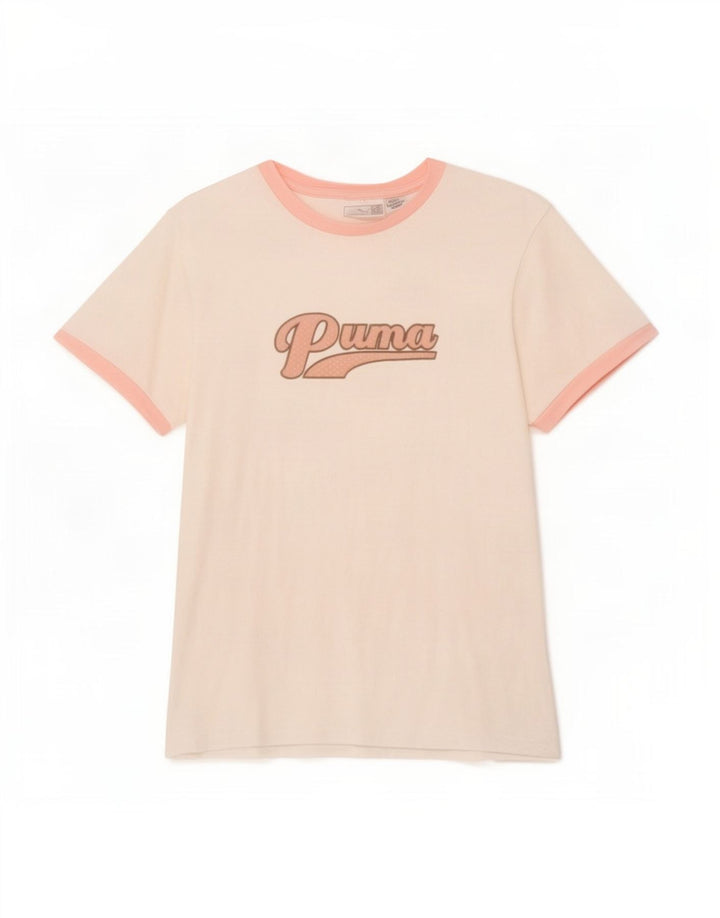Puma Damen Graphic T-Shirt Top UK 14 Medium Weiß