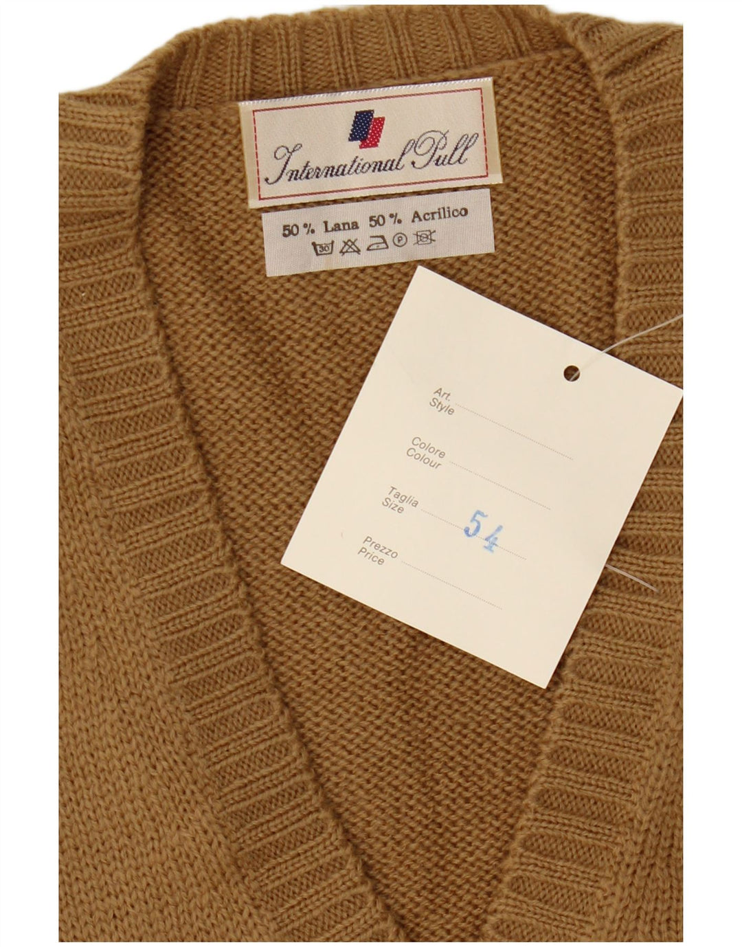 Vintage Herren Weste Tank Top IT 54 XL Beige Wolle