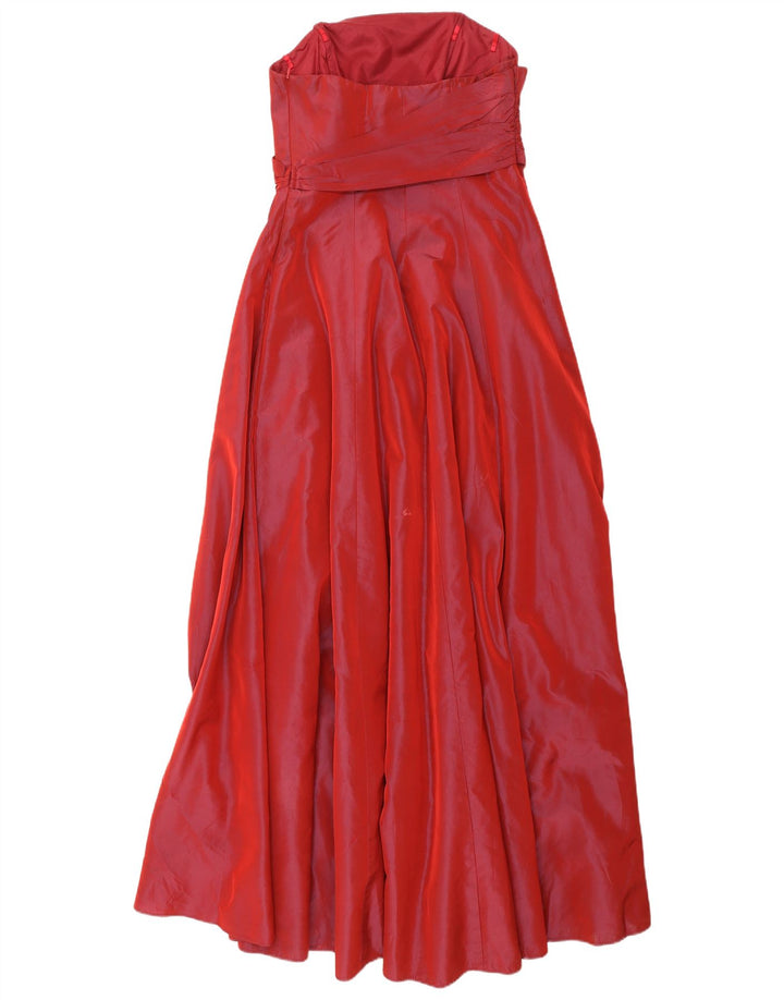 Debut Damen Maxi-trägerloses Kleid UK 12 Mittelrote Viskose