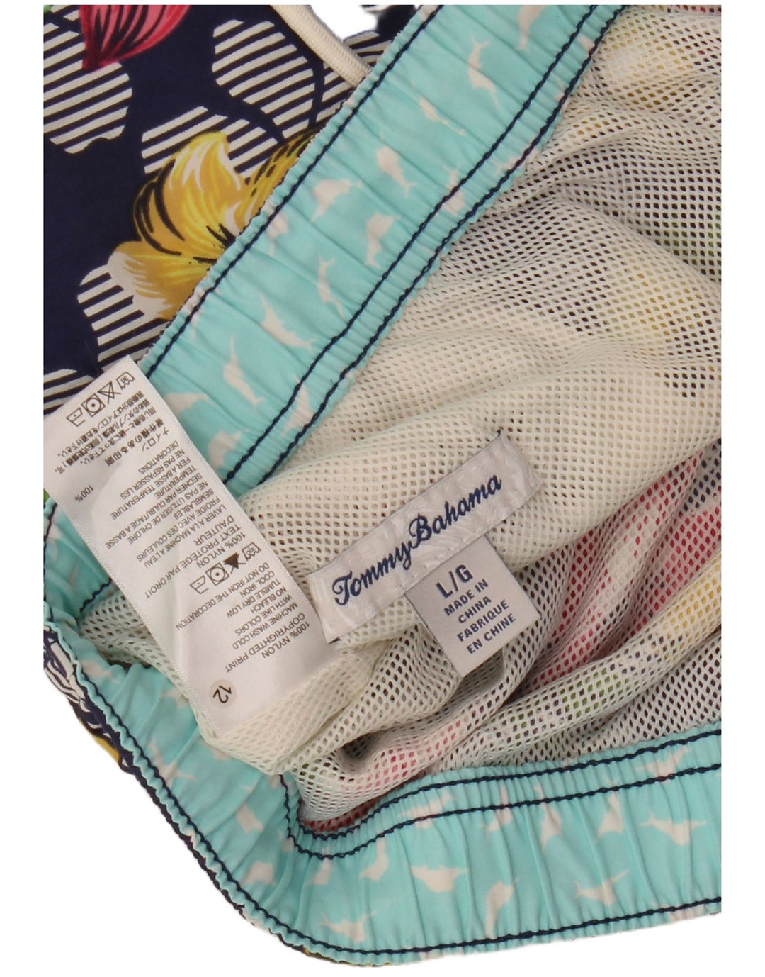 Tommy Bahama Hawaii-Badeshorts für Herren, groß, marineblaues Nylon mit Blumenmuster