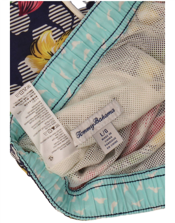 Tommy Bahama Hawaii-Badeshorts für Herren, groß, marineblaues Nylon mit Blumenmuster