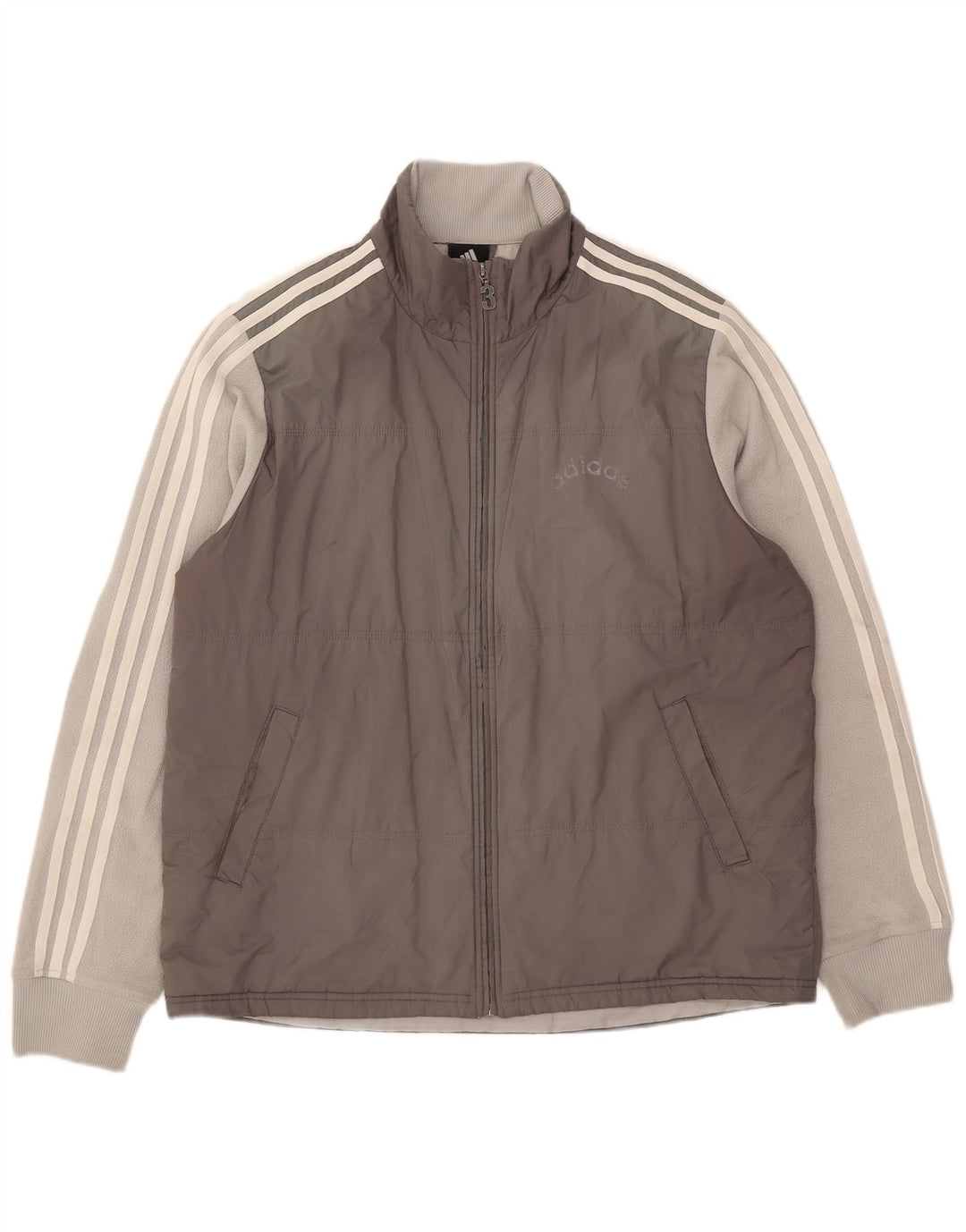Adidas Herren Wattierte Jacke UK 40 Large Grau Colourblock Polyester