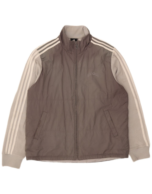 Adidas Herren Wattierte Jacke UK 40 Large Grau Colourblock Polyester