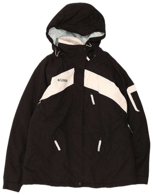 Columbia Damen-Skijacke mit Kapuze, UK 18, XL, schwarzes Colourblock-Nylon