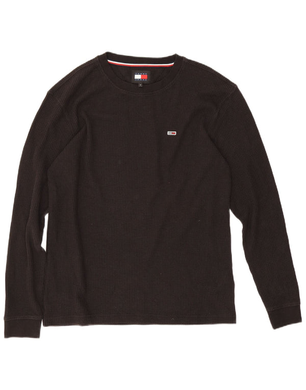 Tommy Hilfiger Herren-Top, langärmelig, mittelschwarz, Baumwolle