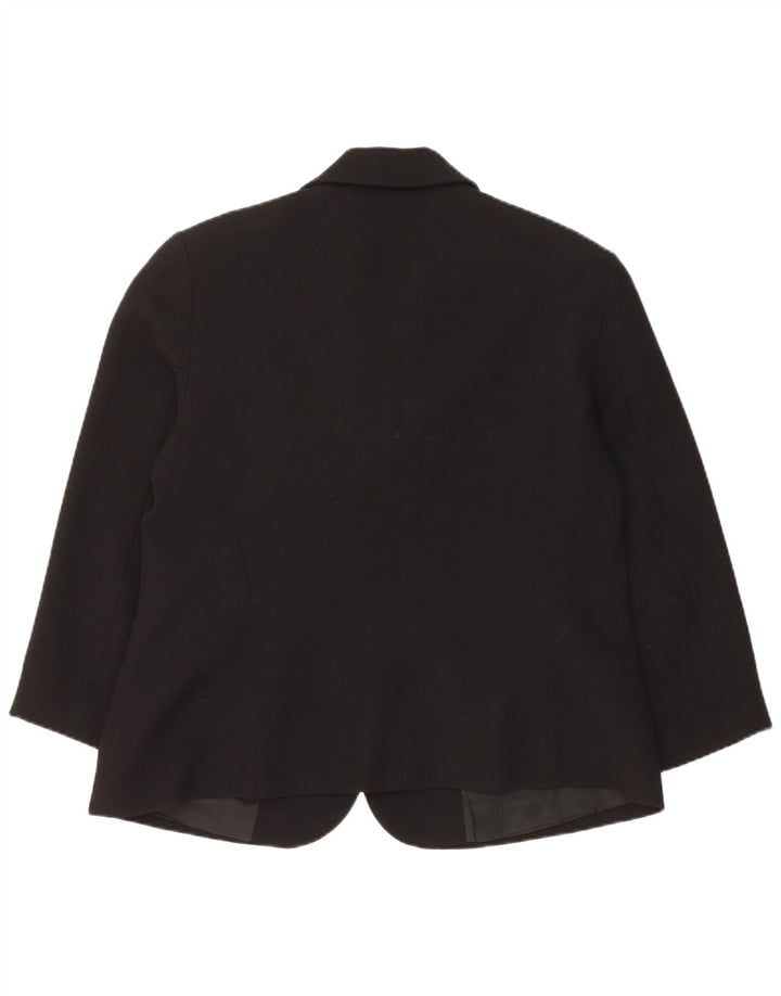 Luisa Spagnoli Damen 3-Knopf-Blazerjacke UK 14 Mittelschwarze Wolle