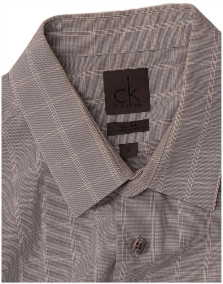 CALVIN KLEIN Mens Slim Fit Shirt Size 41 16 Large Grey Check