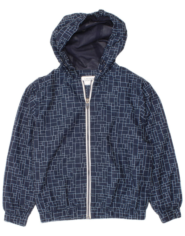 Lacoste Boys Hooded Rain Jacket 7-8 Years Blue Geometric Polyester