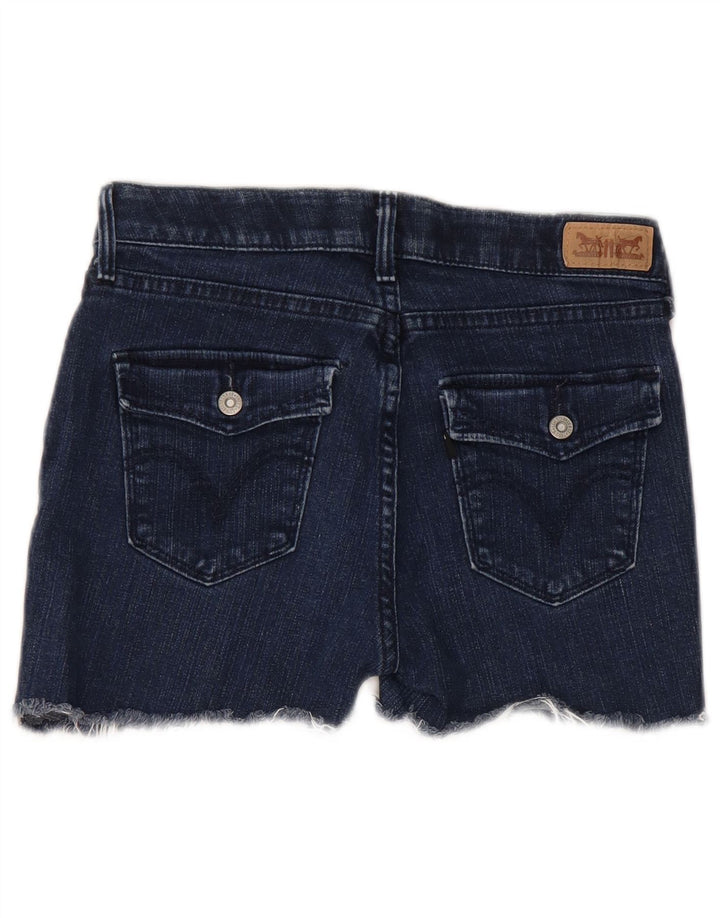 LEVI'S Damen 525 Distressed Denim Shorts US 4 Small W26 Marineblaue Baumwolle