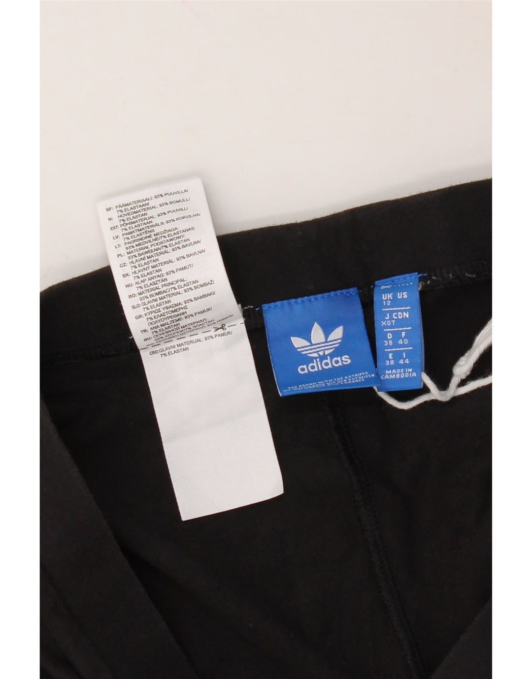 ADIDAS Womens Graphic Leggings UK 12 Medium Black Cotton Vintage Adidas and Second-Hand Adidas from Messina Hembry 