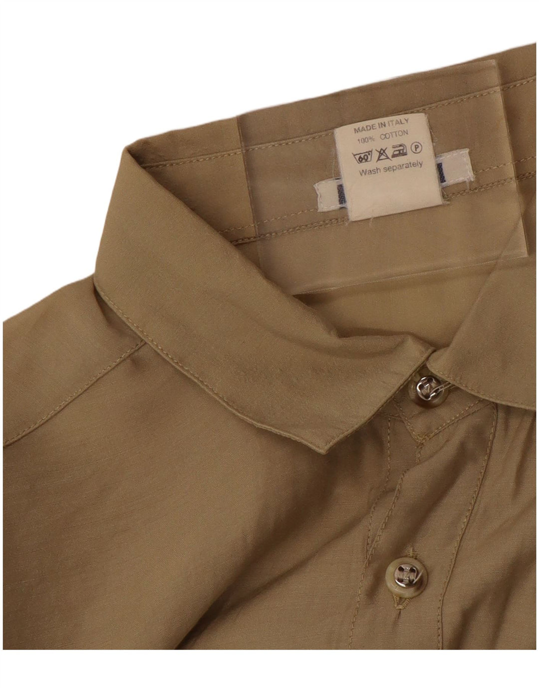Vintage Herren Kurzarm-Pullover-Hemd, groß, beige Baumwolle