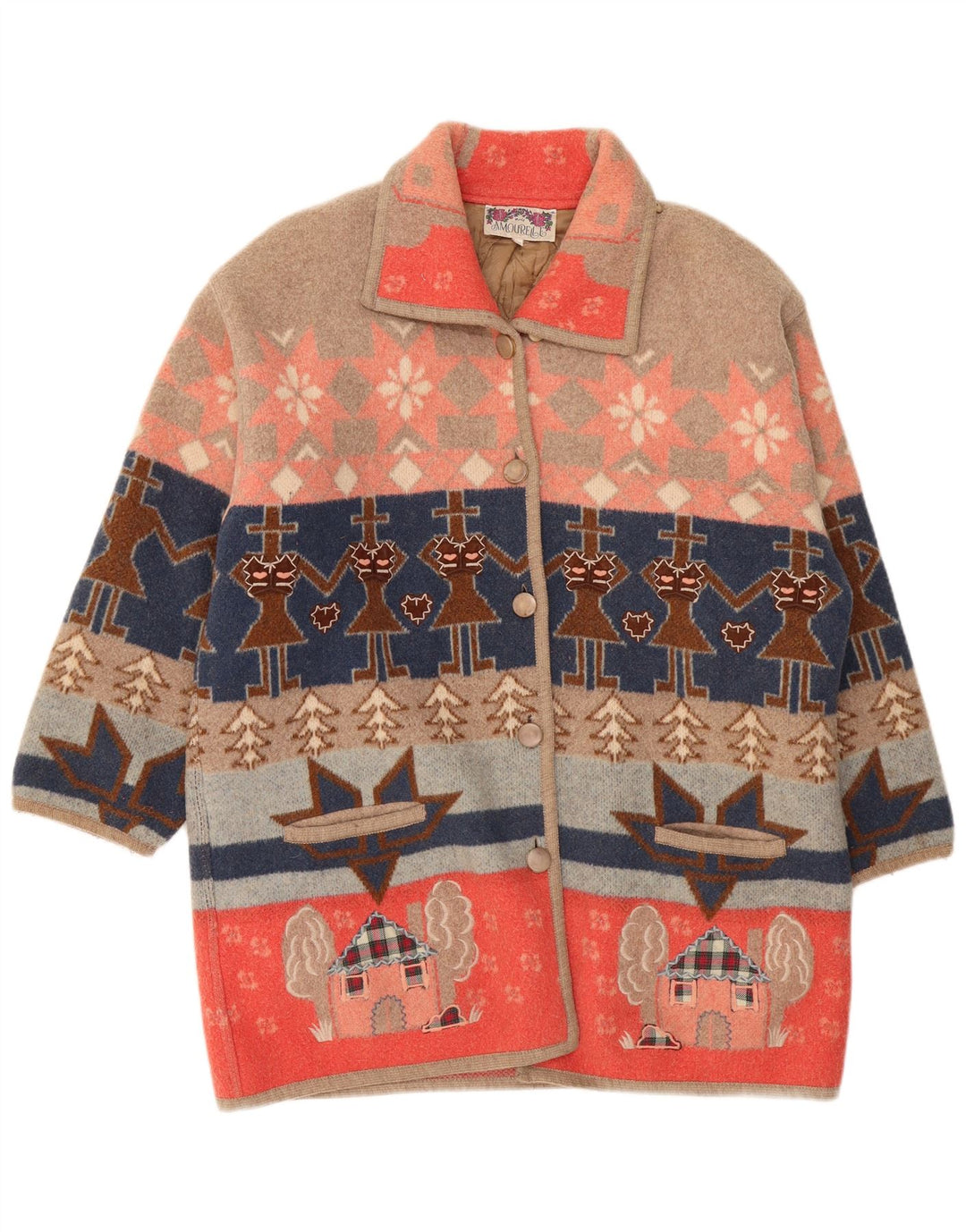 Amourelle Damen Mantel UK 14 Medium Mehrfarbig Fair Isle Neuheit
