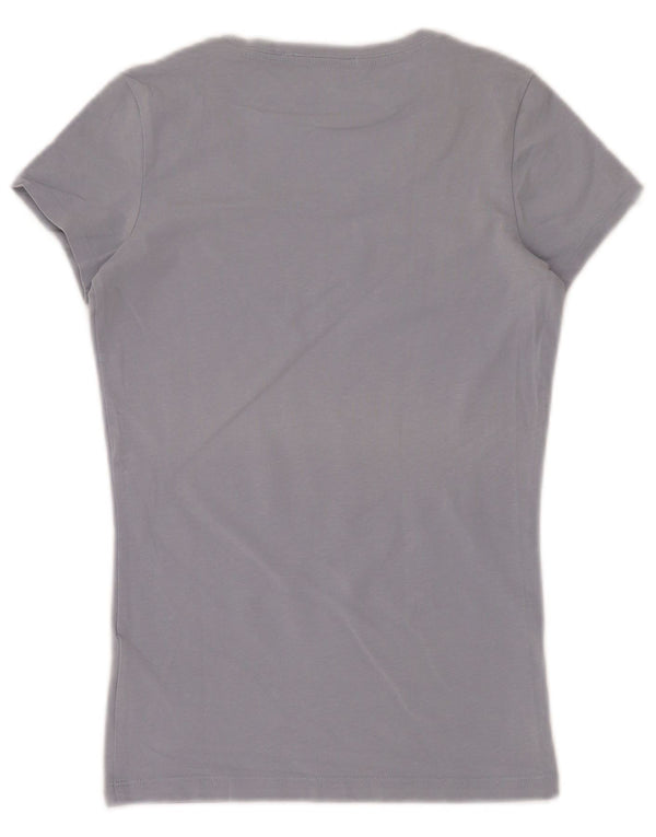 Guess Damen Grafik-T-Shirt-Oberteil UK 6 XS Blaue Baumwolle