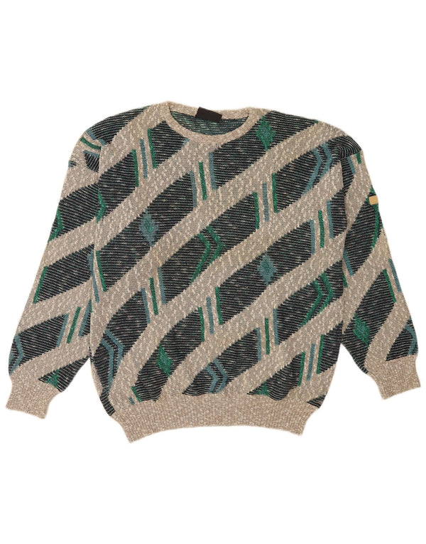 Vintage Herren-Pullover mit U-Boot-Ausschnitt, XL, mehrfarbig gestreift
