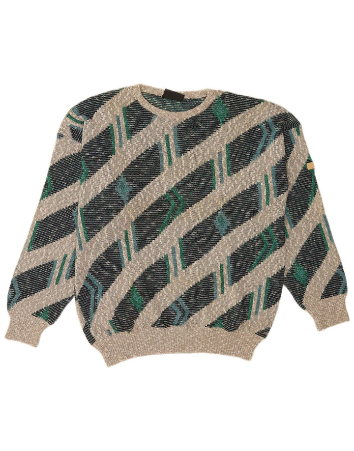 Vintage Herren-Pullover mit U-Boot-Ausschnitt, XL, mehrfarbig gestreift