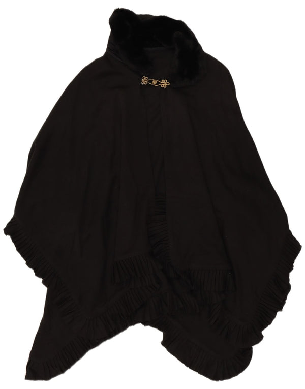 Vintage Damen Poncho Mantel Einheitsgröße Schwarz