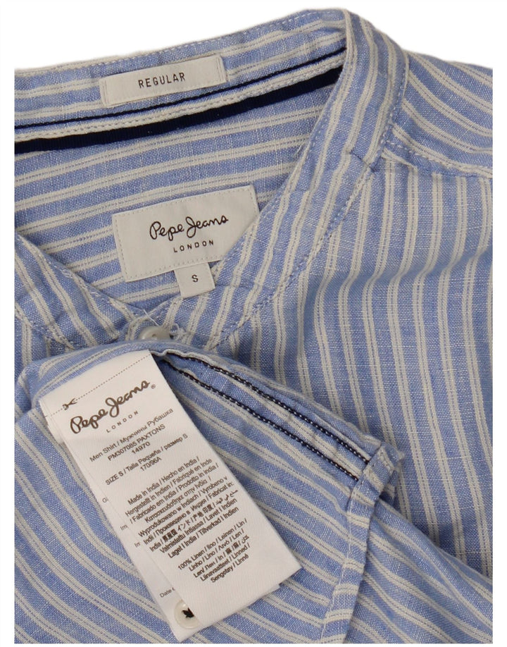 PEPE Jeans Damen-Hemd, normal, UK 10, klein, blau gestreift, Leinen
