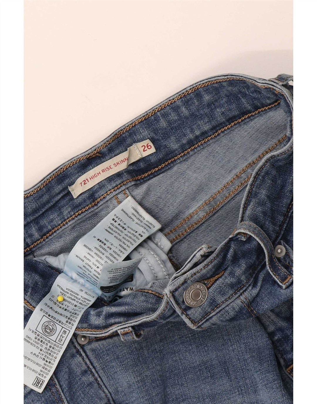 Levi's Damen 721 High Rise Denim Shorts W26 Small Blaue Baumwolle