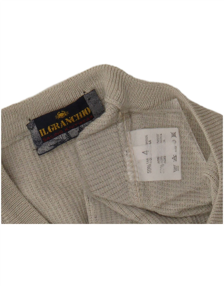 IL GRANCHIO Herren-Pullover mit V-Ausschnitt aus mittelbeiger Wolle