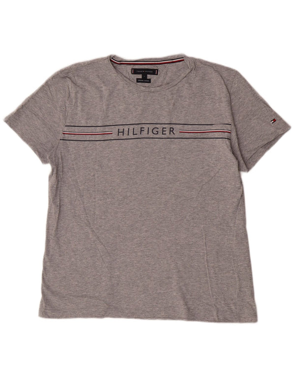 Tommy Hilfiger Damen Kurzarm-T-Shirt mit Grafik, Größe L, Grau, Baumwolle