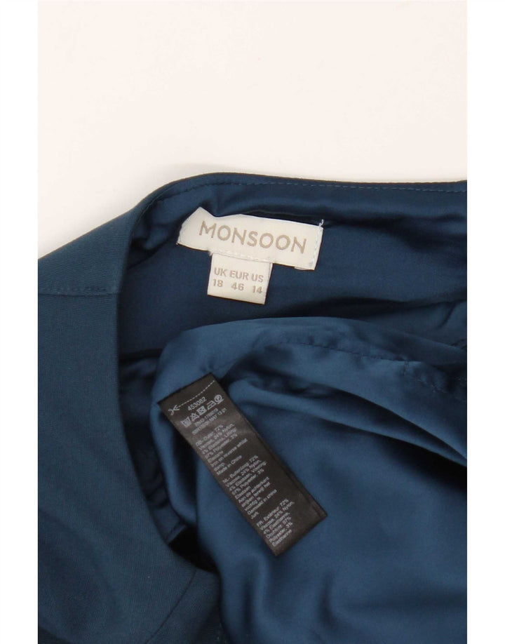 Monsoon Damen Etuikleid UK 18 XL Blaue Viskose