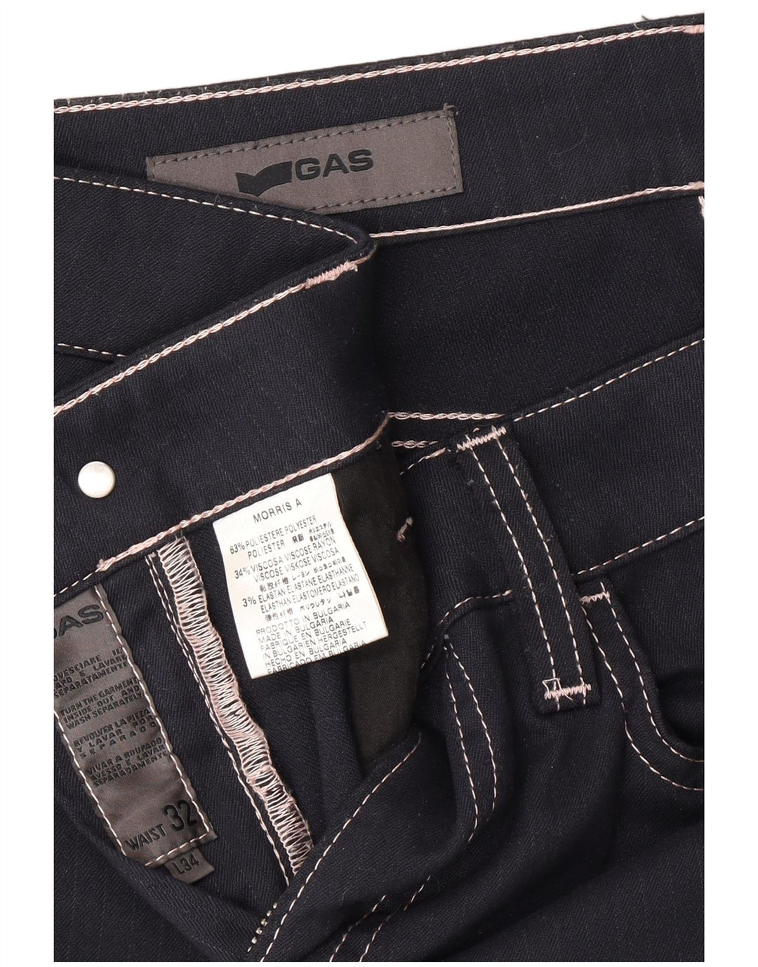 GAS Gerade Damen-Freizeithose W32 L26 Marineblaues Polyester