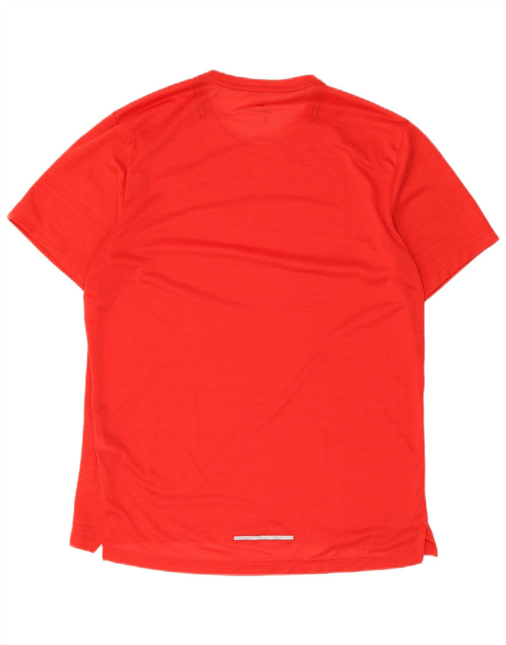 Nike Herren Dri Fit T-Shirt-Oberteil aus mittelrotem Nadelstreifen-Polyester