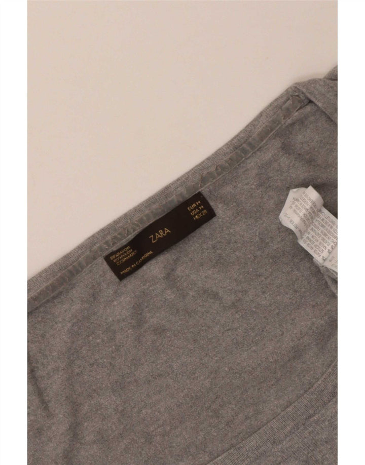 Zara Damen-Pullover mit U-Boot-Ausschnitt, UK 12, mittelgraues Viskose