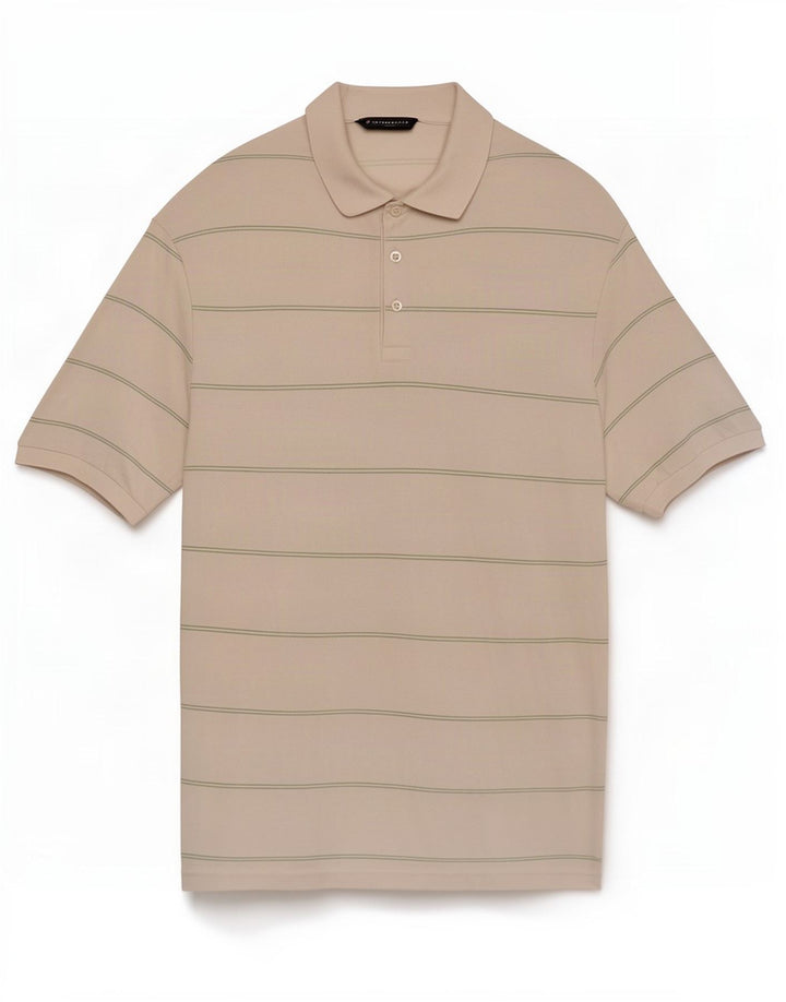 Marks & Spencer Herren-Poloshirt aus mittelweißer, gestreifter Baumwolle