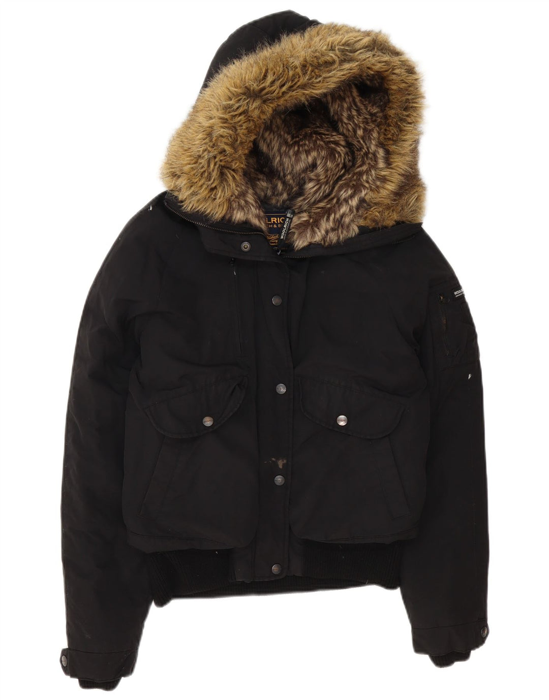 Woolrich Wattierte Damenjacke mit Kapuze, UK 14, Mittelschwarz, Polyester