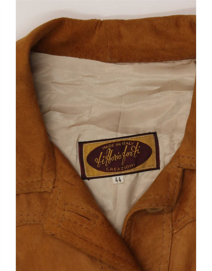 Vintage Damen Wildleder Bomberjacke IT 44 Mittelbraun Retro