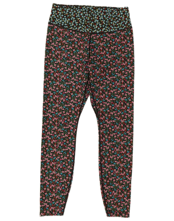 Nike Damen Dri Fit Leggings UK 14 Mittelmehrfarbiges Blumenmuster Polyester