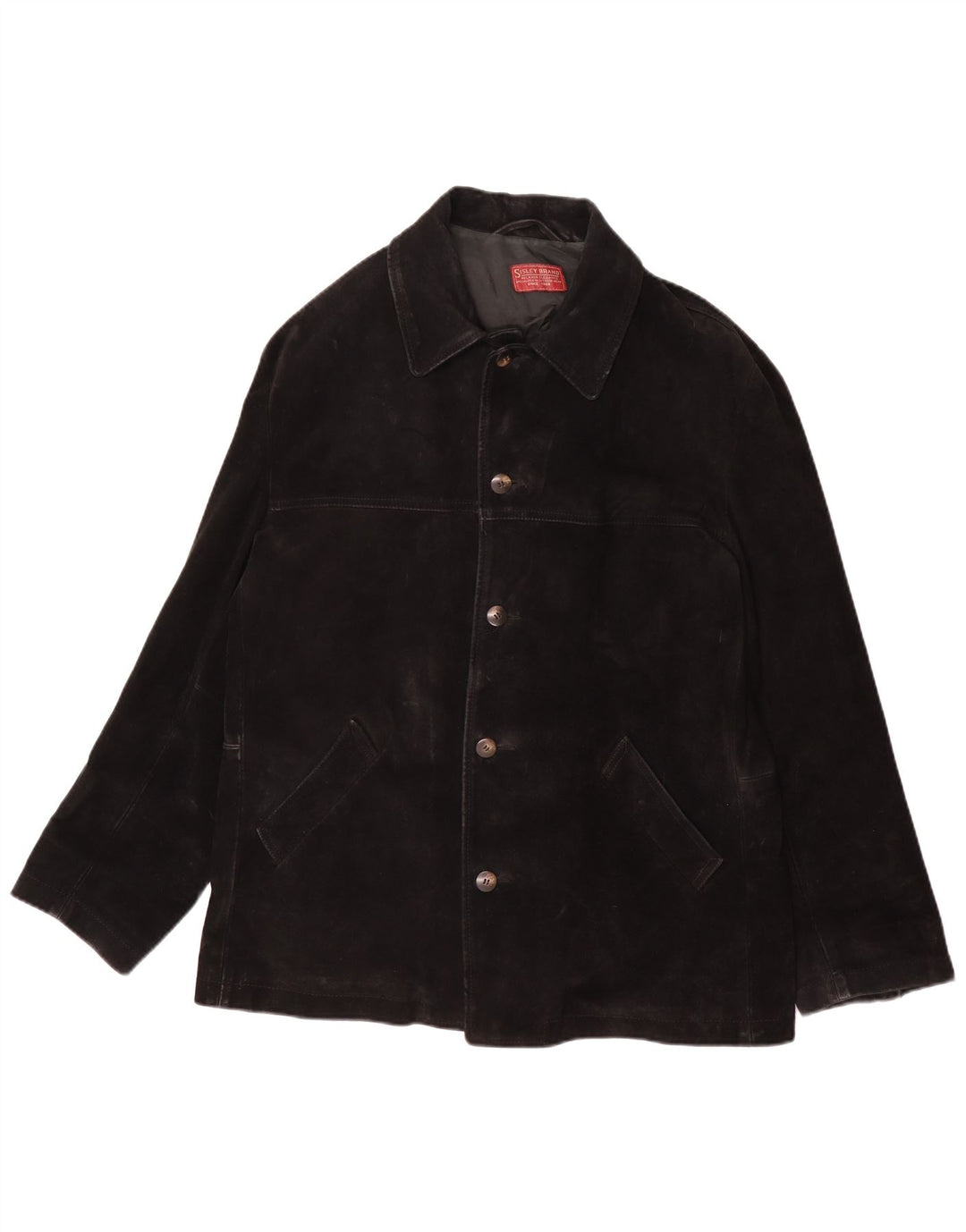 Sisley Herren Wildlederjacke UK 38 Mittelschwarzes Leder