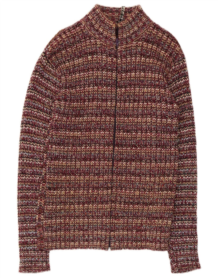 Vintage Damen Cardigan Pullover UK 10 Klein Mehrfarbig Acryl