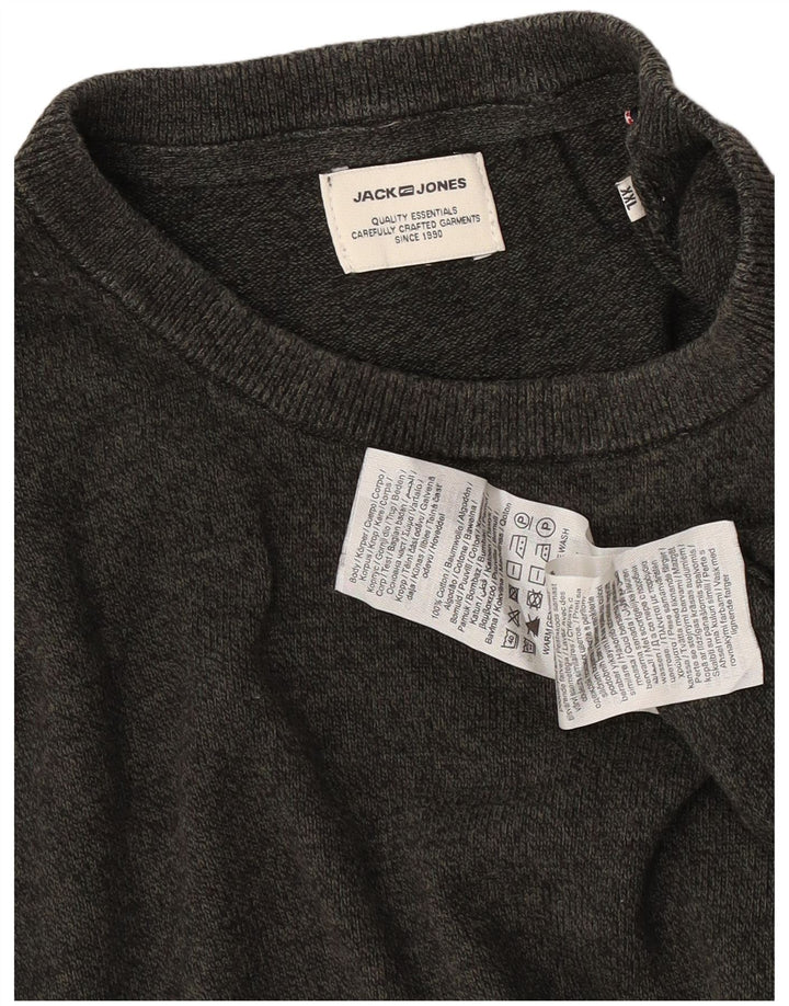 Jack & Jones Herren-Pullover mit Rundhalsausschnitt, 2XL, graue Baumwolle
