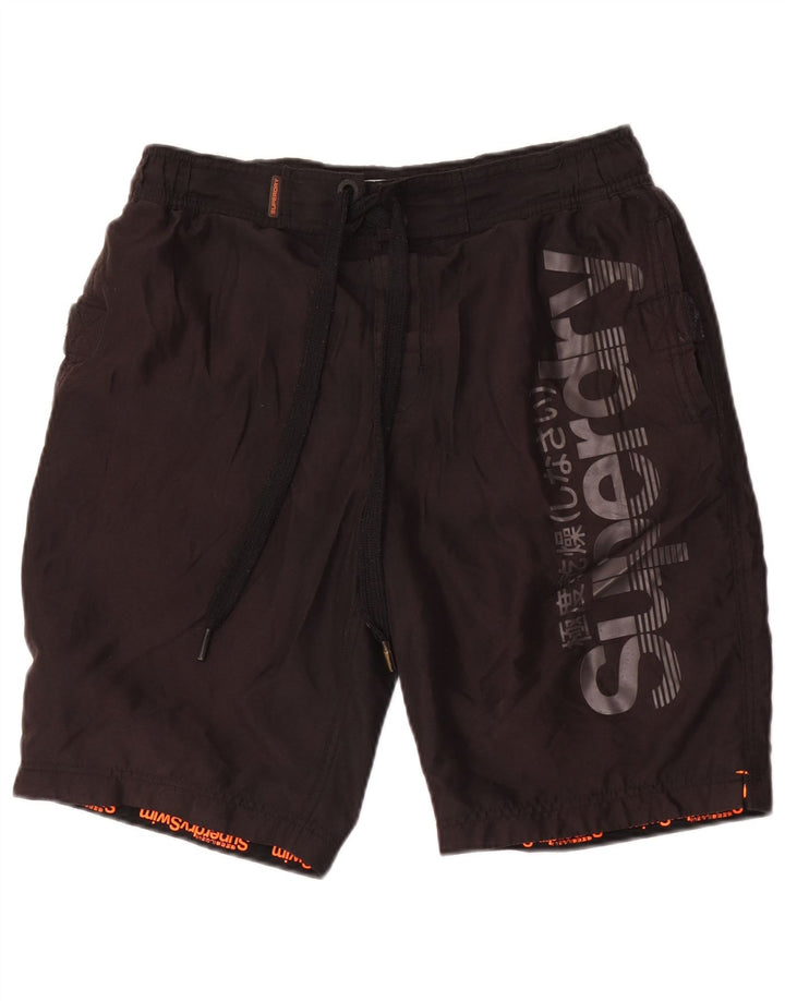 Superdry Herren-Badeshorts mit Grafik, Mittelschwarzes Polyester