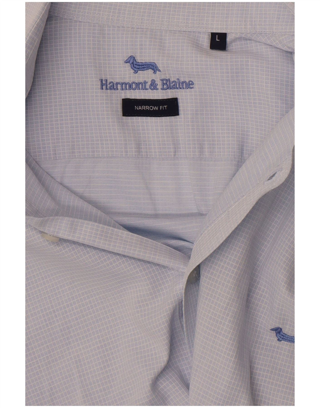 Harmont & Blaine Herren-Hemd mit schmaler Passform, großes blaues Gingham-Muster